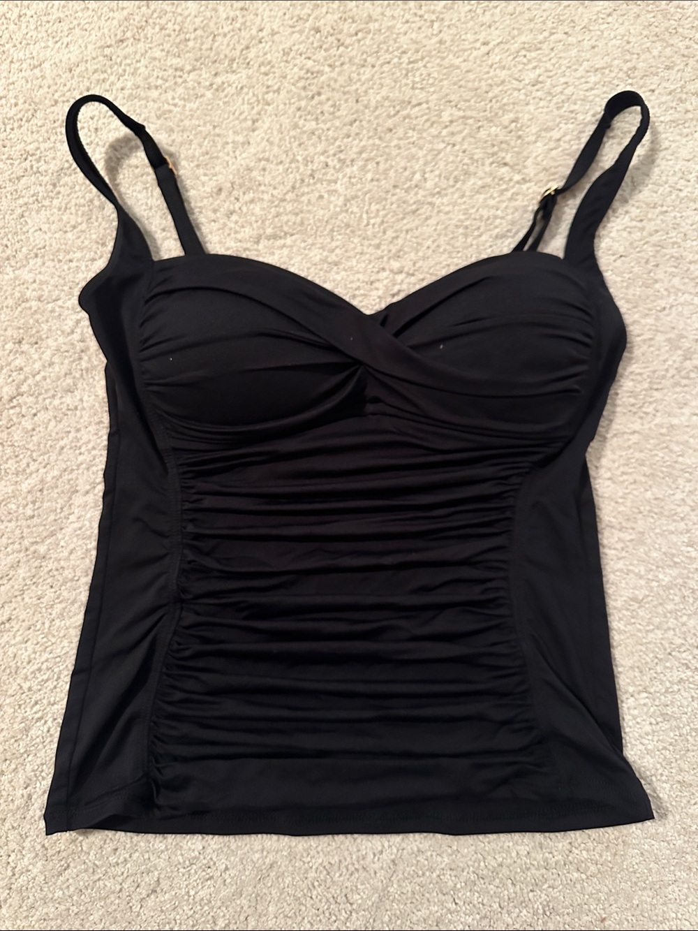 La Blanca Black Ruched Tankini Camisole Top